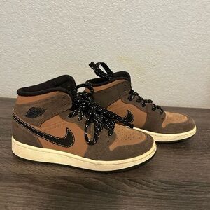 Kids Jordan Black and Brown Sneakers